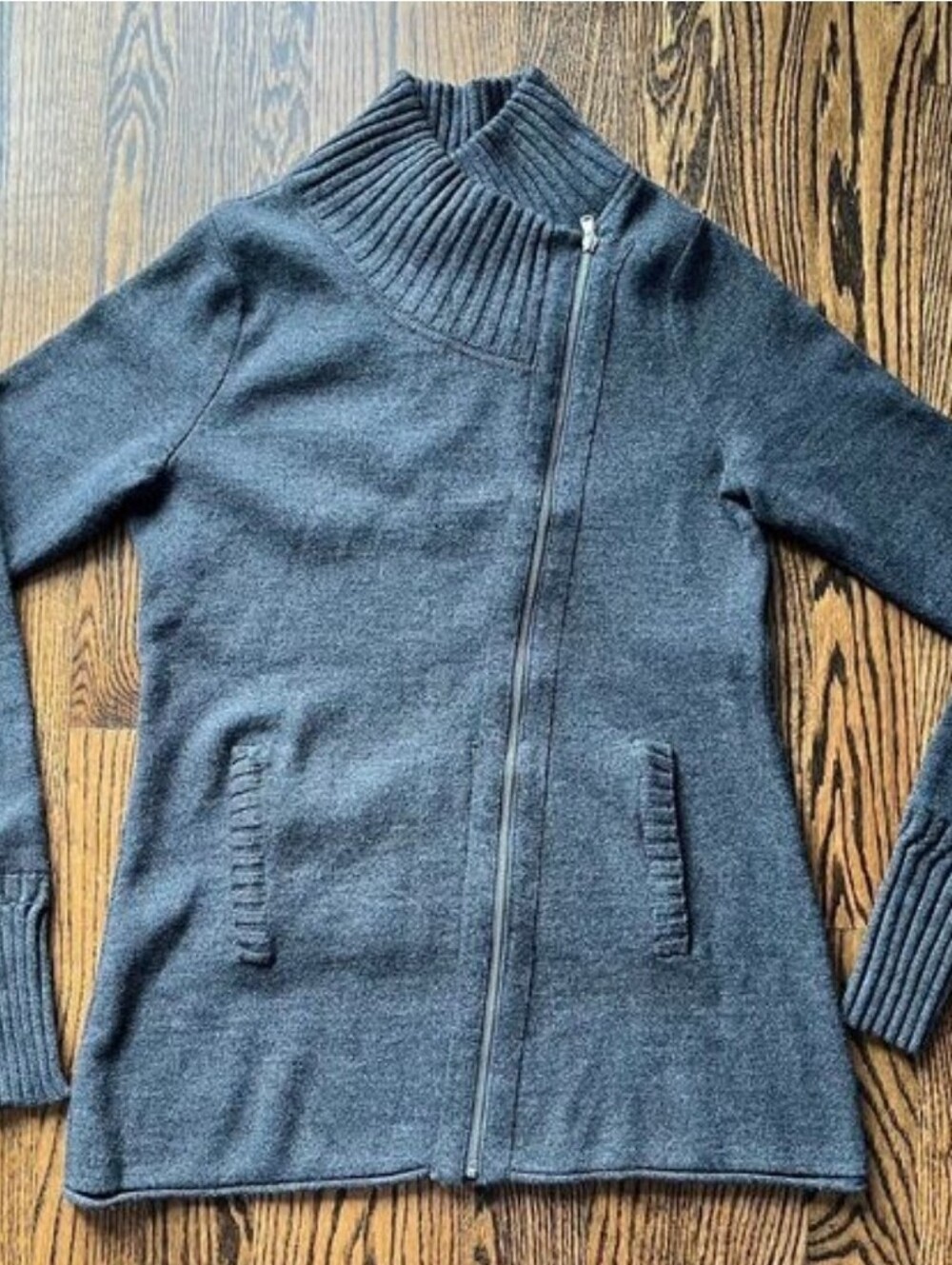 Athleta Charcoal Zip-Front Women's Sweater Jacket XL